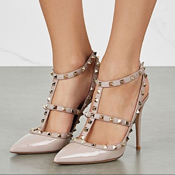 Valentino Shoes - Valentino Rockstud Patent Leather Champagne Nude